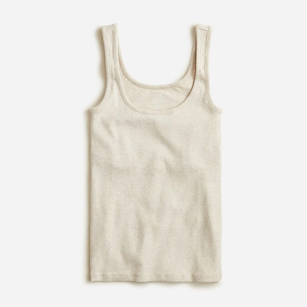J. Crew Perfect-fit shelf-bra tank top XXS Heather oatmeal beige